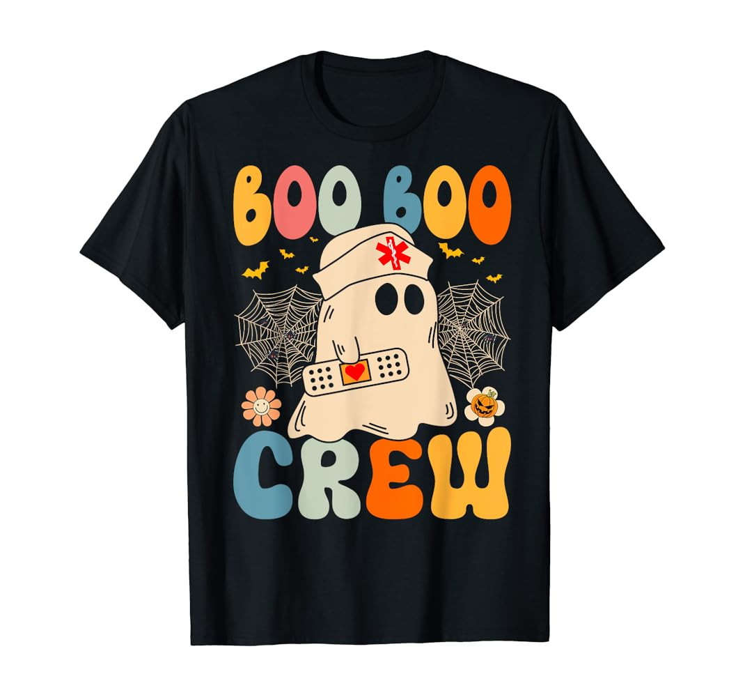 Groovy Boo Boo Crew Nurse Funny Ghost Halloween Nurse Women T-Shirt | Amazon (US)