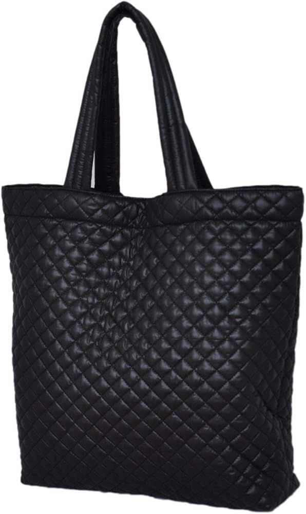 Comfortable light weight quilted Market Tote water repellent Color Black | Amazon (US)