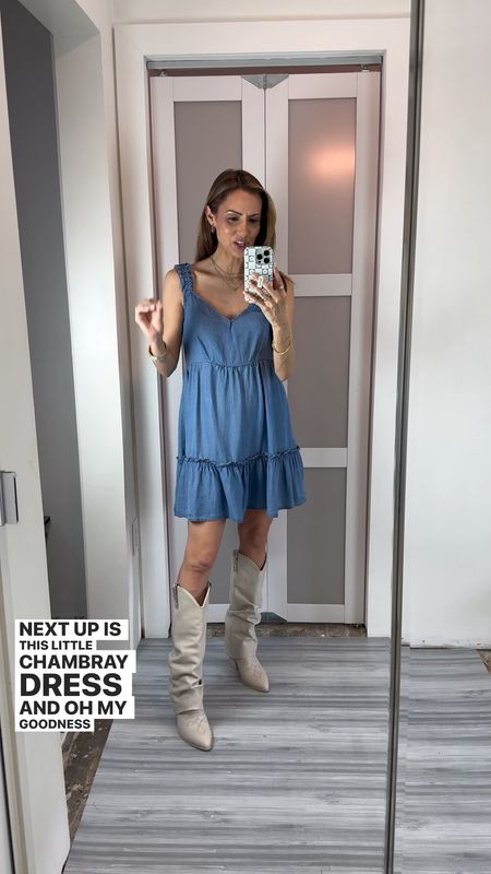 Chambray dreams in a dress! This is so cute, comfy, and versatile! Works for casual, dressy, festival, etc. I’ll do a ways to wear reel with it soon. Love the thick straps and the fit is flattering but still so flowy! I’m wearing a small! 

#LTKFestival #LTKVideo #LTKfindsunder50