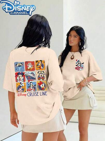 Authorized By Disney, Ladies Cruise Company's Full Series Cartoon T-Shirts Are Casual In Summer, ... | SHEIN