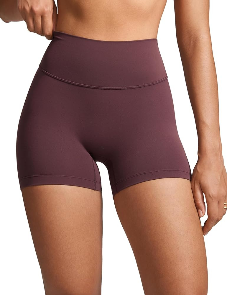 Womens High Waist No Front Seam Biker Shorts 4 Inches Running Volleyball Spandex Yoga Gym Workout... | Amazon (US)