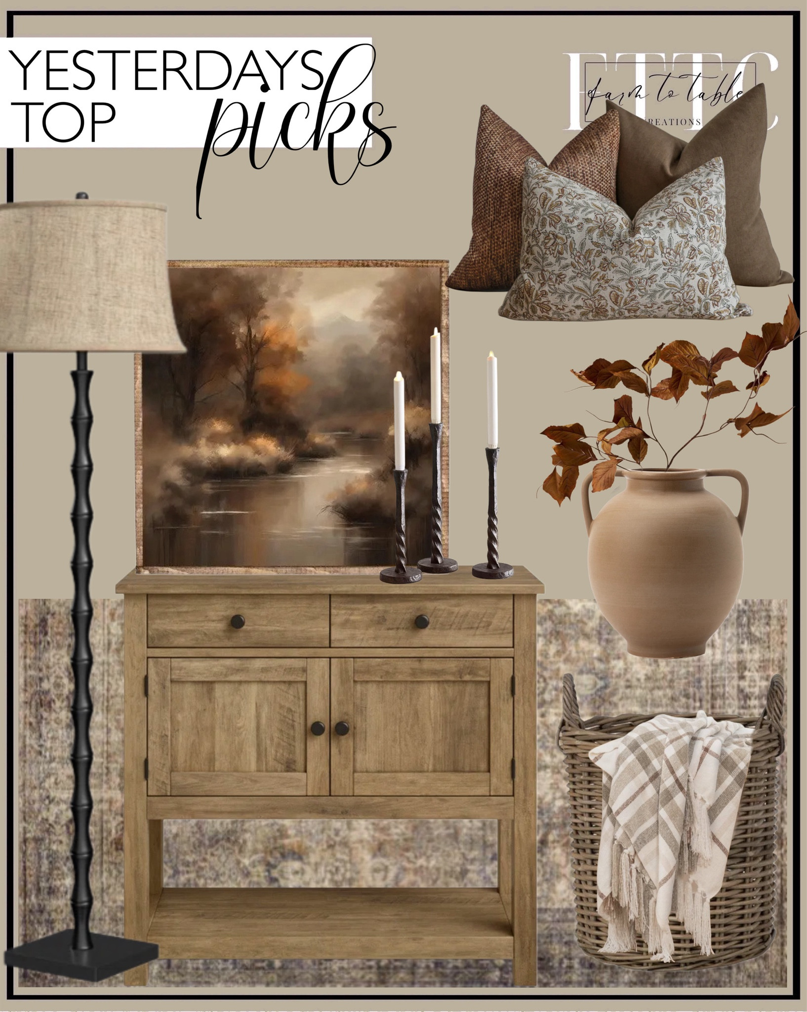 Yesterday’s Top Picks. Follow @farmtotablecreations on Instagram for more inspirational.

Loloi Morgan Sunset. Garmon 35.4'' Console Table with Drawers and Cabinet. Fall Canvas Framed Sign. Easton Forge Candle Holder Pottery Barn. Indian Summer Pillow Cover Set. Hackner Home. Hafner 62'' Black Traditional Floor Lamp. Rounded Dual Handled Vase. Magnolia Leaf Spray. Beachcrest Basket. Cozy Throw. 

Bedroom corner | Coffee Table Decor | Fall Decor | Fall Stem Sale | Target Finds | Skinny Bench | Bedroom | Living Room | Breakfast Nook | Amazon Home | Target Sale | Loloi Rugs | Magnolia Home | console table | console table styling | faux stems | entryway space | home decor finds | neutral decor | entryway decor | cozy home | affordable decor |  home decor | home inspiration | fall stems | fall console | spring vignette | fall decor | fall decorations | console styling | entryway rug | cozy moody home | moody decor | neutral home

#LTKFindsUnder50 #LTKHome #LTKSaleAlert