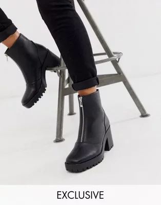 RAID Exclusive Janella chunky zip front boots in black | ASOS (Global)