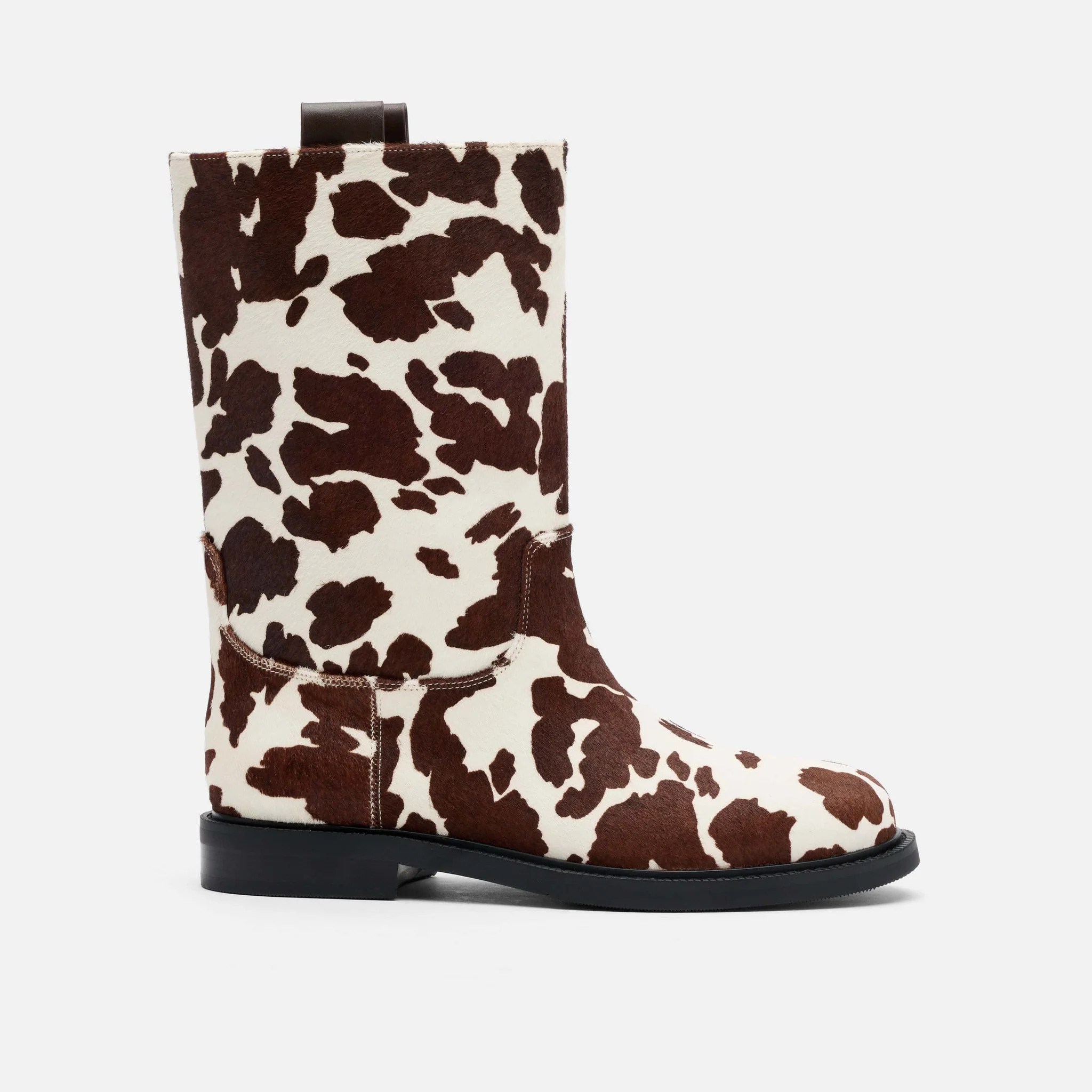 Blair Spotted Cow Pony Hair Mid-Calf Riding Boots | Marc Nolan