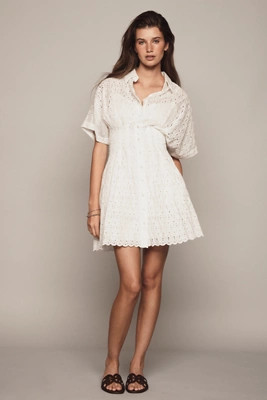 The Tobie Eyelet Mini Shirt Dress by Exquise | Anthropologie (US)