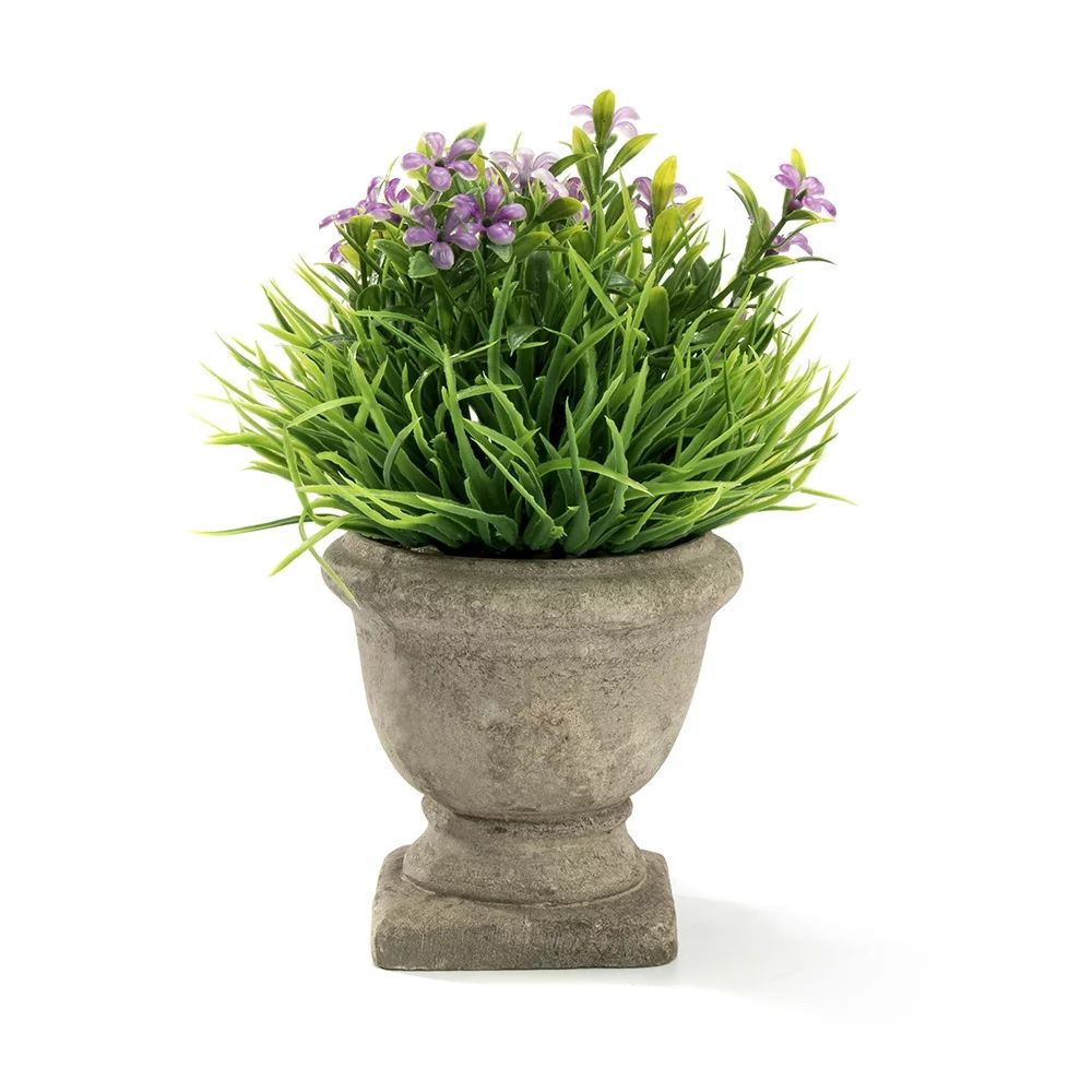 K-Cliffs Mini Artificial  Green Grass Purple Flowers in a Trophy Design Paper Pulp Pot - Walmart.... | Walmart (US)