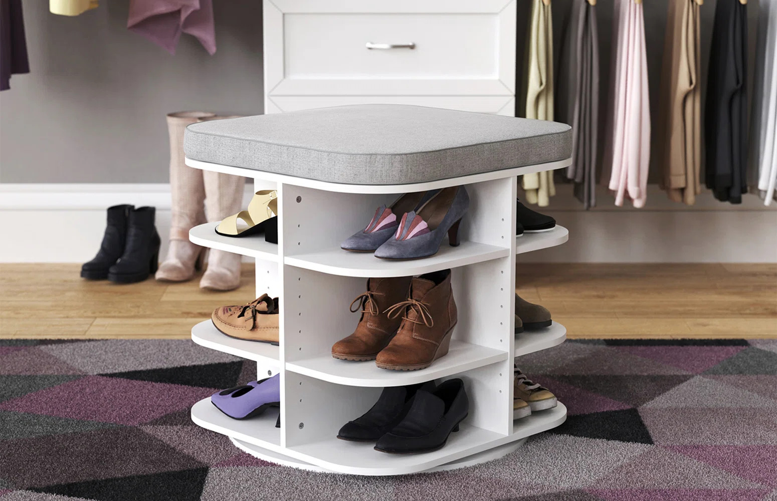ClosetMaid Revolution Rotating 12 Pair Shoe Storage Bench & Reviews | Wayfair | Wayfair North America