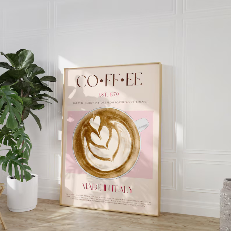 Coffee Print, Drink Poster, Digital Download, Modern Kitchen Decor, Large Downloadable Print, Ret... | Etsy (US)