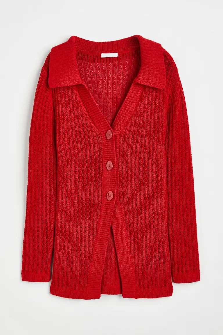 Rib-knit Cardigan with Collar | H&M (US)