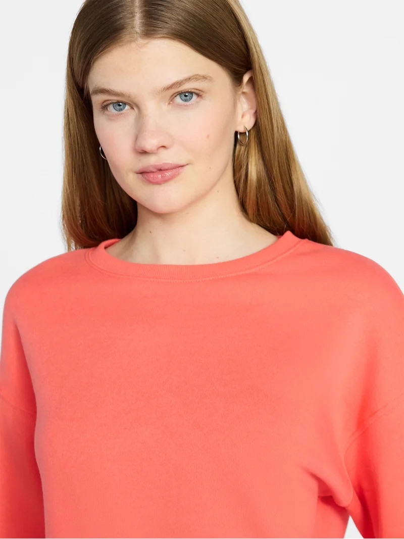 No Boundaries Oversized Fleece Sweatshirt with Long Sleeves, Women's XXS-4X | Walmart (US)