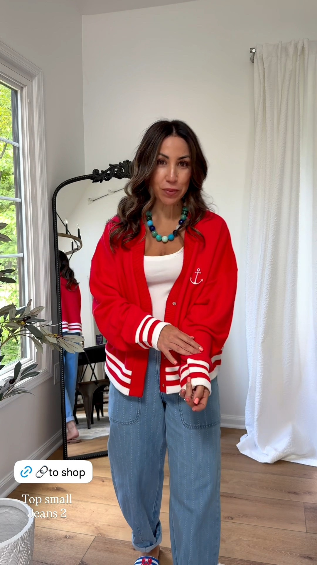 Small sweatshirt cardigan. Barrel jeans 2. Target style.

#LTKOver40 #LTKPetite