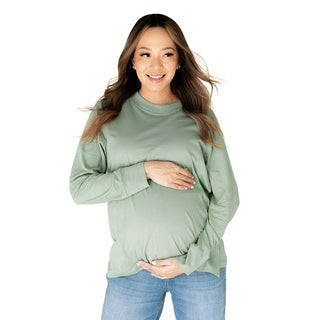 Organic Cotton Relaxed Asymmetrical Nursing Long Sleeve T-shirt | Kindred Bravely