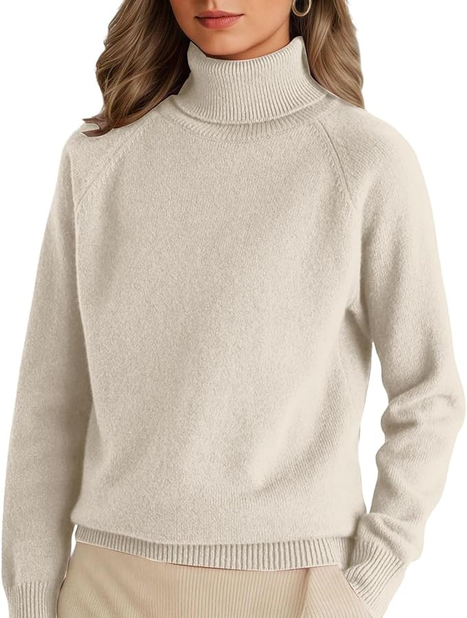 Womens Cable Knit Turtleneck Sweaters Fall Winter Long Sleeve Chunky Knitted Trendy Pullover Tops | Amazon (US)