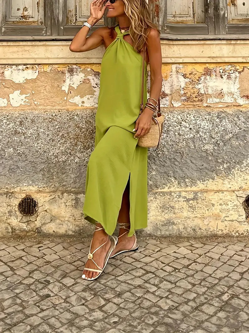 Loose Solid Color Dress Casual Sleeveless Dress Spring - Temu | Temu Affiliate Program
