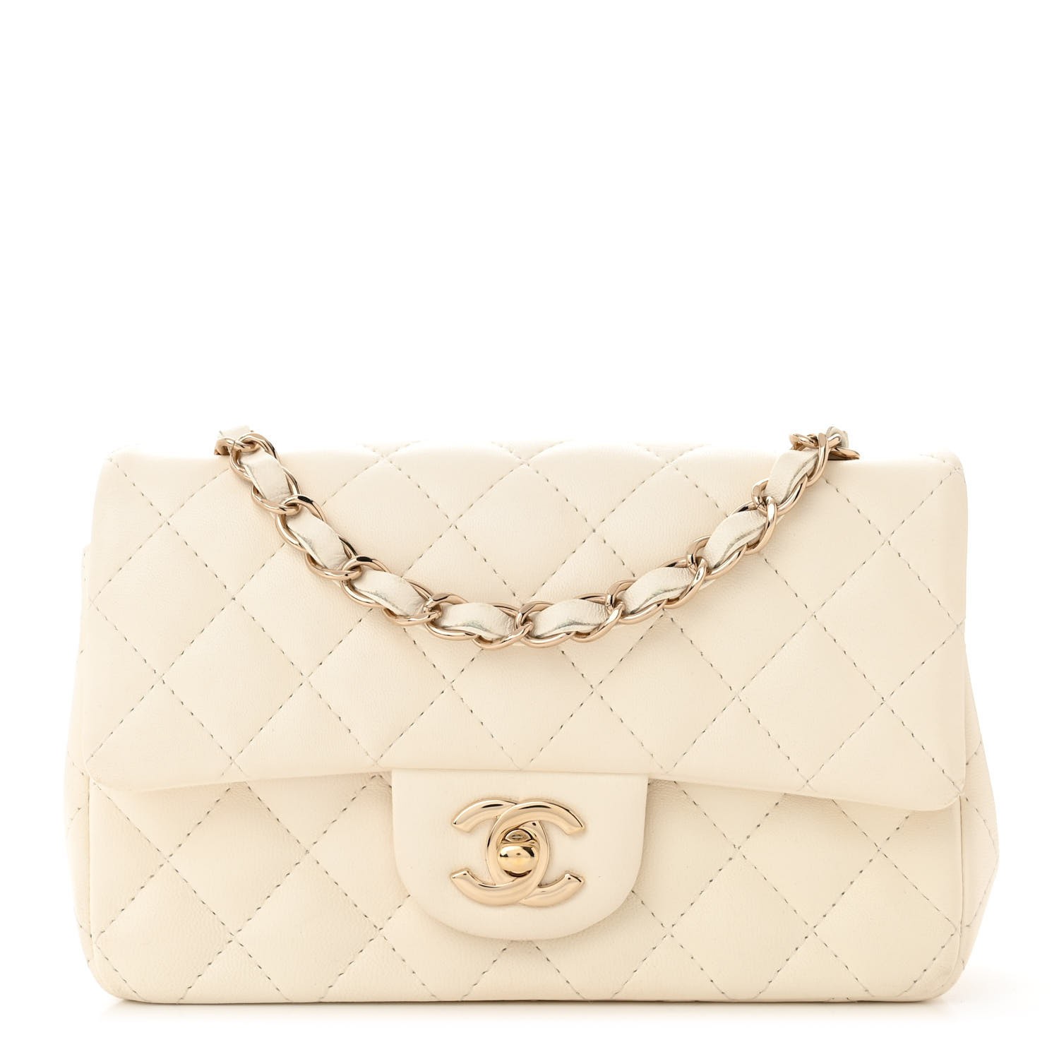 Lambskin Quilted Mini Rectangular Flap White | FASHIONPHILE (US)