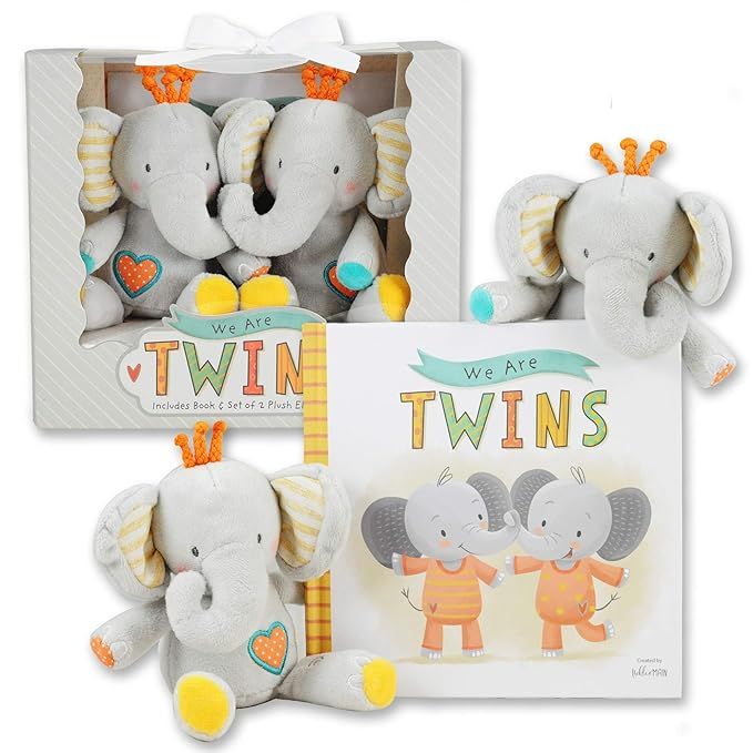 We are Twins - Baby and Toddler Twin Gift Set- Includes Keepsake Book and Set of 2 Plush Elephant... | Amazon (US)