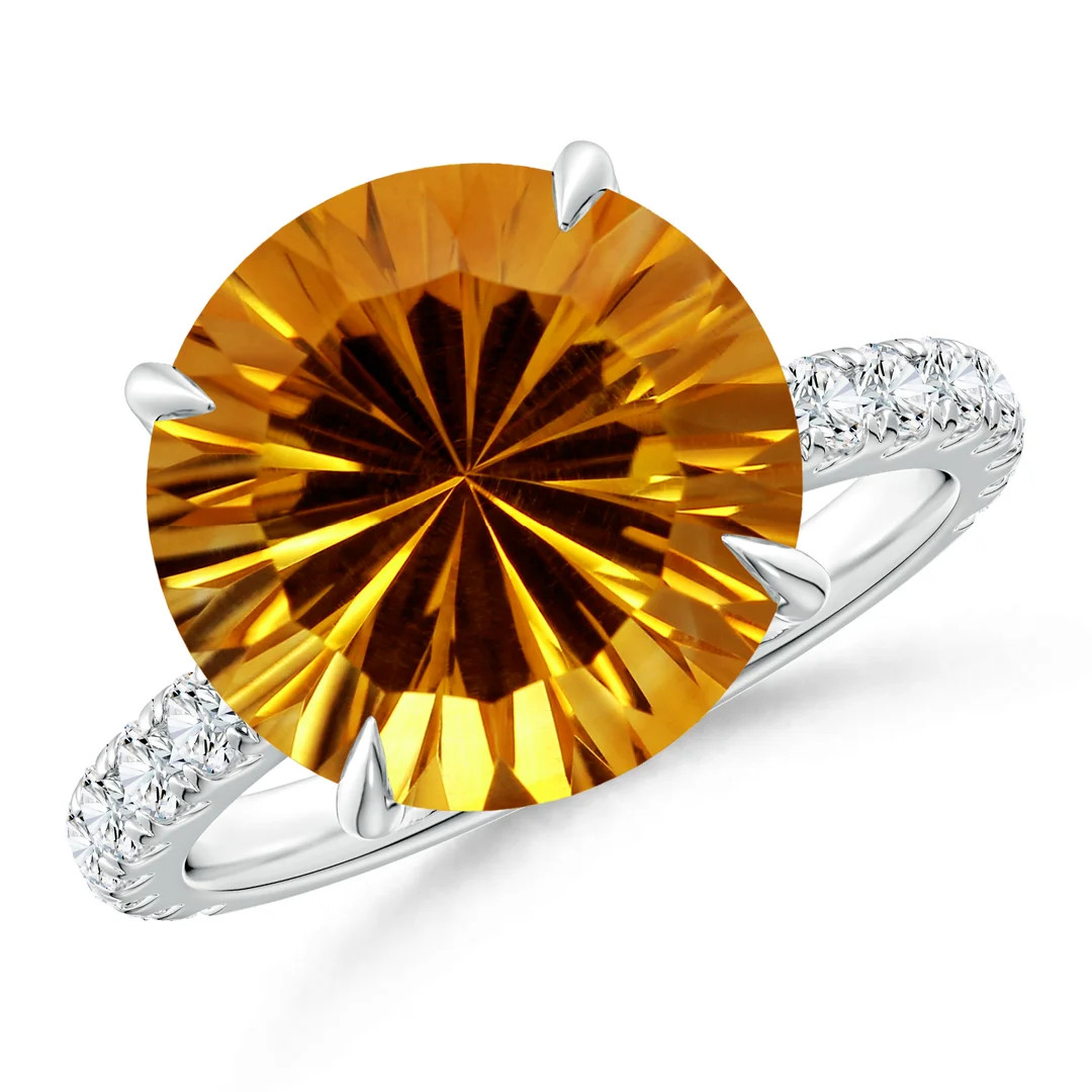 GIA Certified Citrine Solitaire Ring with Diamond Accents | Angara Inc.