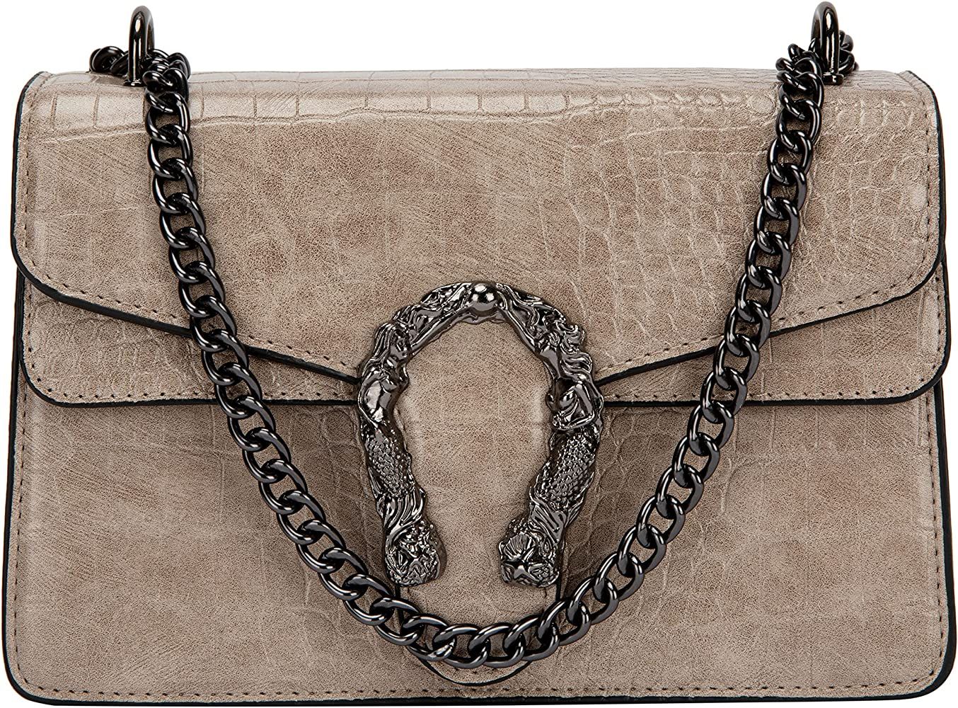 Trendy Chain Strap Crossbody Bag For Women - Luxurious Snakeskin-Print Leather Shoulder Pursel La... | Amazon (US)