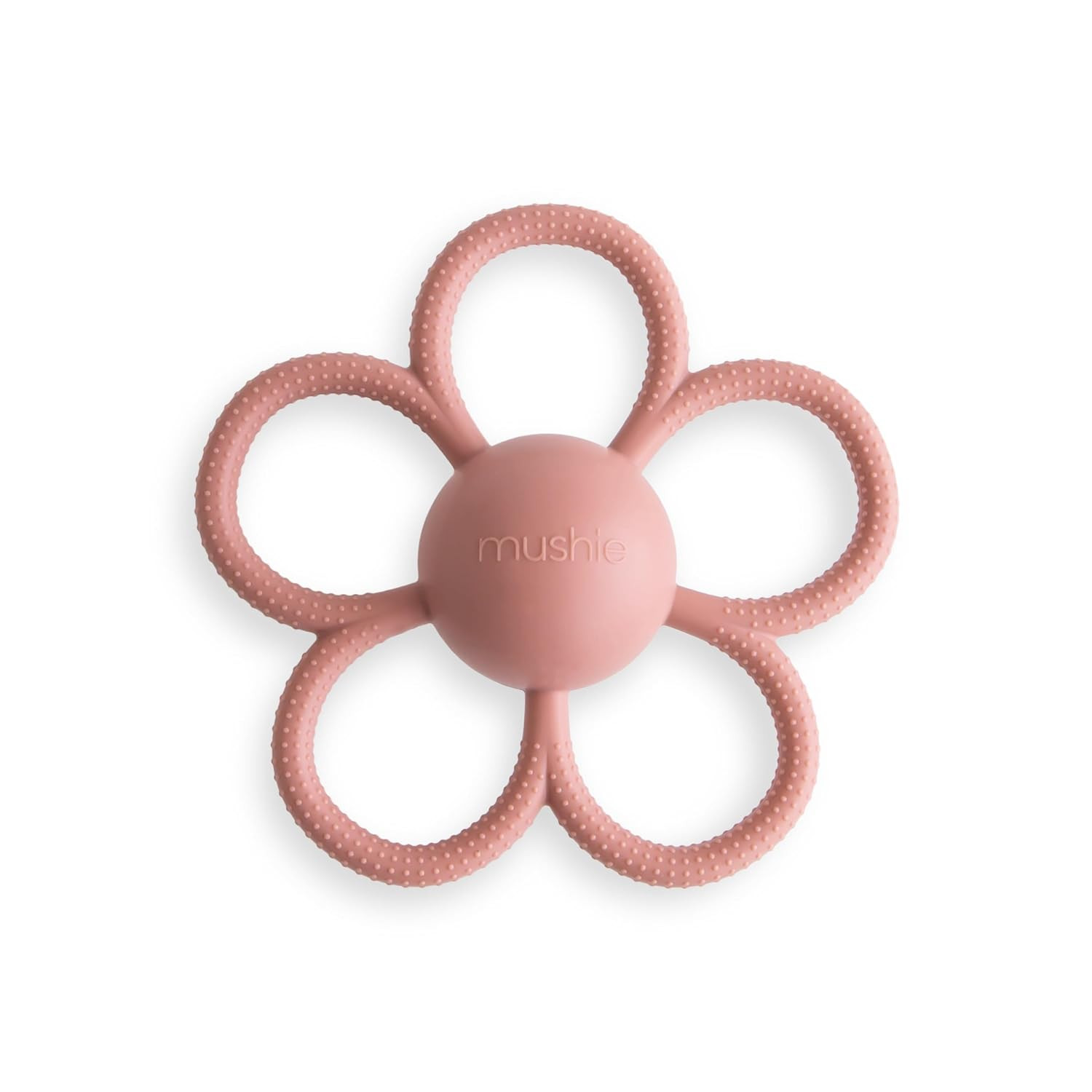 mushie Silicone Baby Daisy Rattle Teether Toy (Dusty Rose) | Amazon (US)