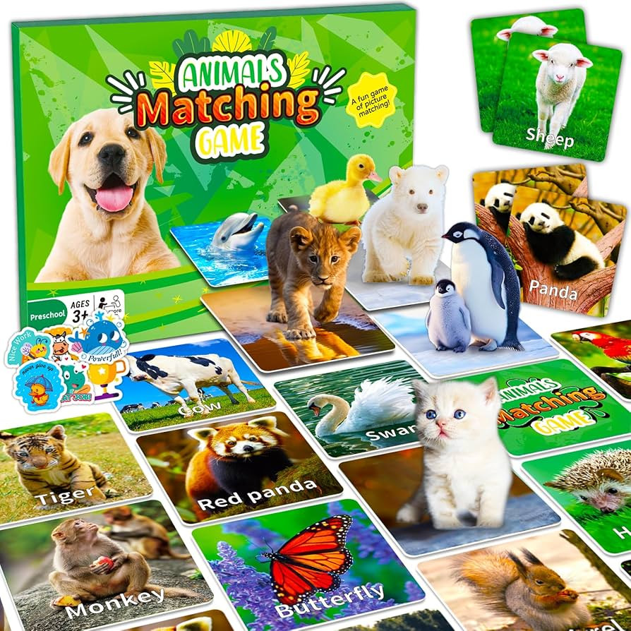 Animal Matching Game for Kids 100PCS Memory Card Game for Toddlers Preschool Learning Activities ... | Amazon (US)
