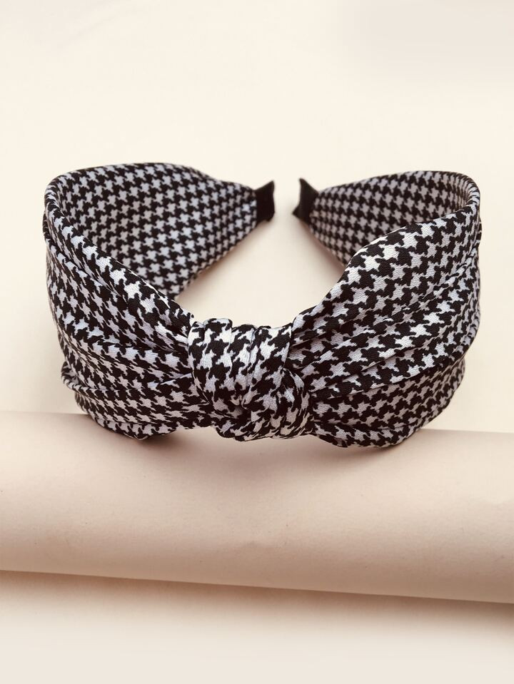 Houndstooth Print Wide Headband | SHEIN