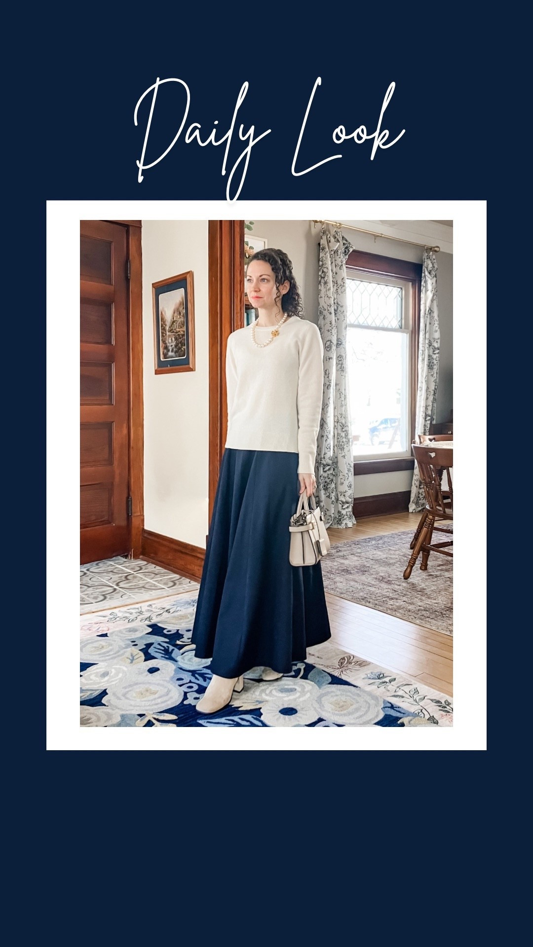 A classic navy and white outfit for winter!
Cream cashmere sweater from Quince. 
Navy maxi skirt for Chicwish. 
Boots from Jeffrey Campbell (linking similar, mine are old). 
Necklace from Tory Burch (linking this year’s version, mine is old). 
Neutral leather handbag from Le Tanneur  
Petite outfit. Classic outfit. Modest outfit. Winter outfit. Parisian outfit  

#LTKmomlife #LTKgrwm #LTKootd