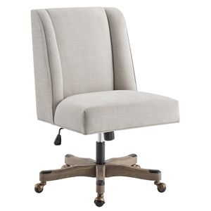 Riverbay Furniture Upholstered Swivel Office Chair in Natural Linen | Homesquare