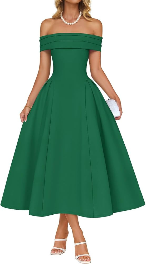 ZESICA Cocktail Dresses for Women's Elegant Off Shoulder Short Sleeve Swing A Line Wedding Evenin... | Amazon (US)