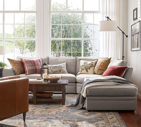 Pearce Square Arm Upholstered 3-Piece Bumper Sectional | Pottery Barn (US)