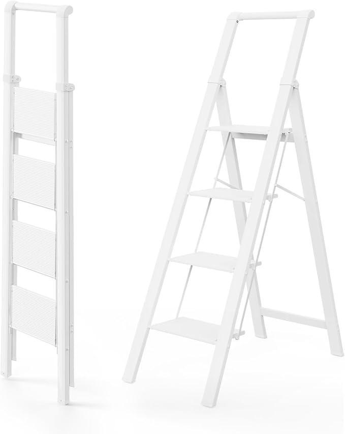 4 Step Ladder, 4 Step Folding Ladder with Wide Anti-Slip Pedals, Lightweight Portable Kitchen Ste... | Amazon (US)