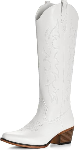 Knee High Cowboy Boots for Women-Wide Calf Embroidered Cowgirl Boots | Amazon (US)