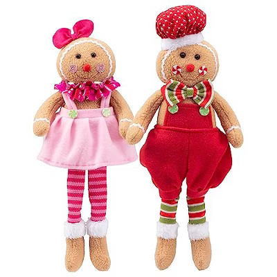 Gingerbread Plush Dolls, Set of 2- 17" Boy and Girl Cute Shelf Decorations- Fun Kids Toy, Decorate Your House | Target