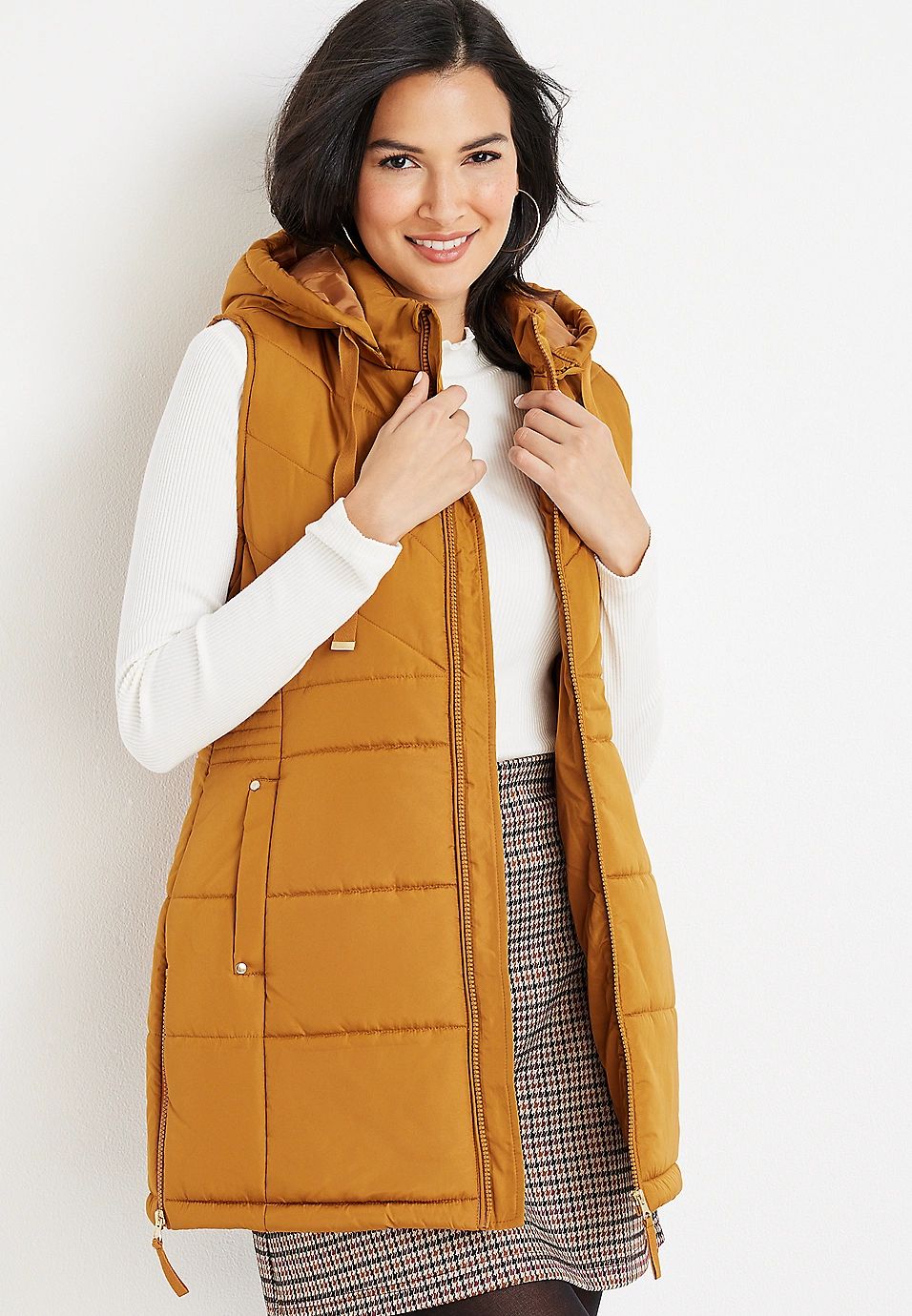 Hooded Longlined Puffer Vest | Maurices