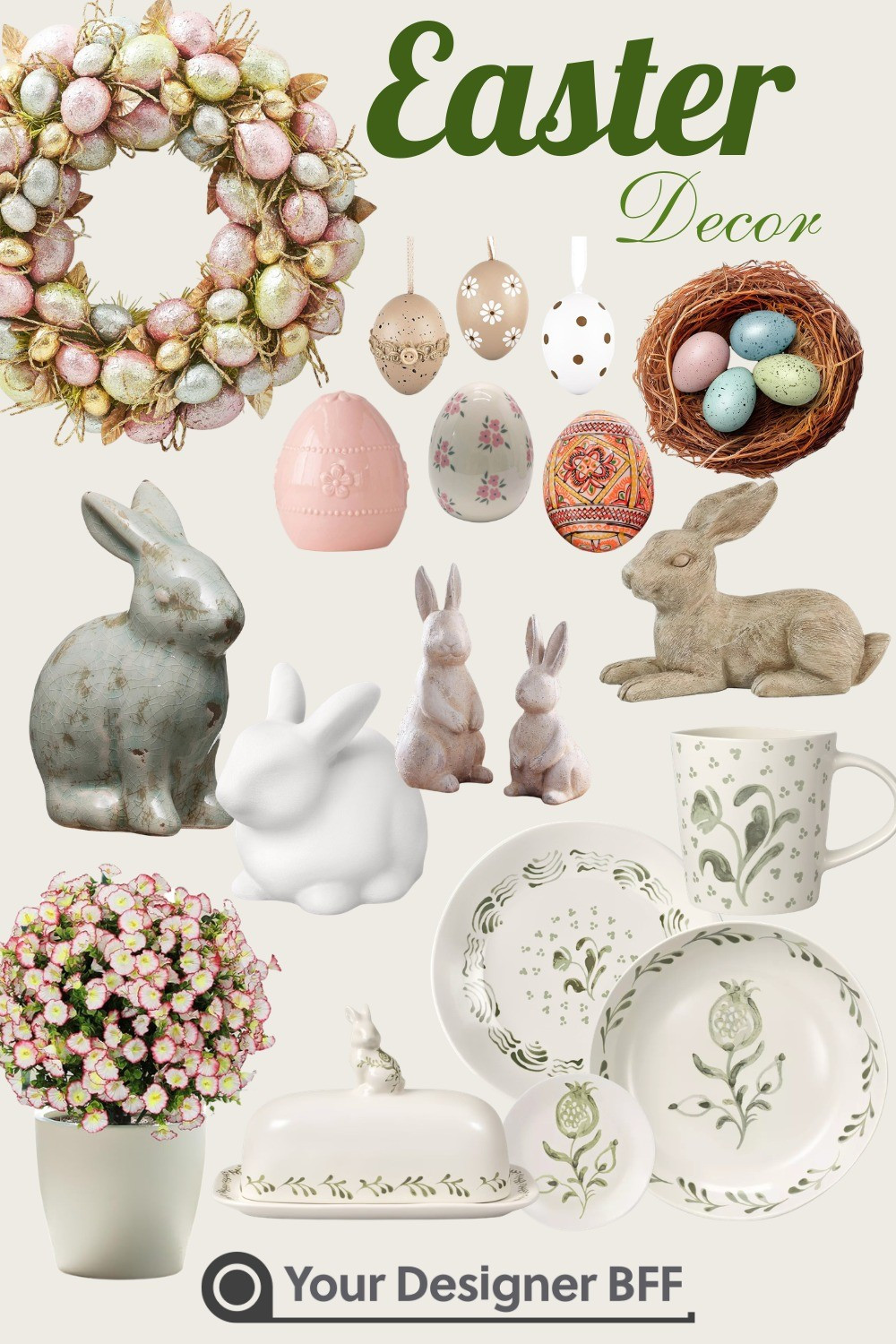 Easter decor inspiration 🐰🌸Soft pastels, sweet bunny accents, and beautifully decorated eggs make the perfect touch for a fresh spring home. I’m loving the mix of ceramic bunnies, floral dishes, and delicate egg ornaments for a cozy seasonal look. Add a wreath, a few pastel eggs, and some charming table pieces to create a simple but beautiful Easter setup.Everything here is perfect for decorating your entryway, coffee table, or Easter brunch table this season. Tap to shop my favorite finds!#ltkhome #ltkseasonal #easterdecor #springdecor #bunnydecor #pastelhome #eastertable #springhome #homedecorfinds #ltkstyle

#LTKSpringSale #LTKSeasonal #LTKHome