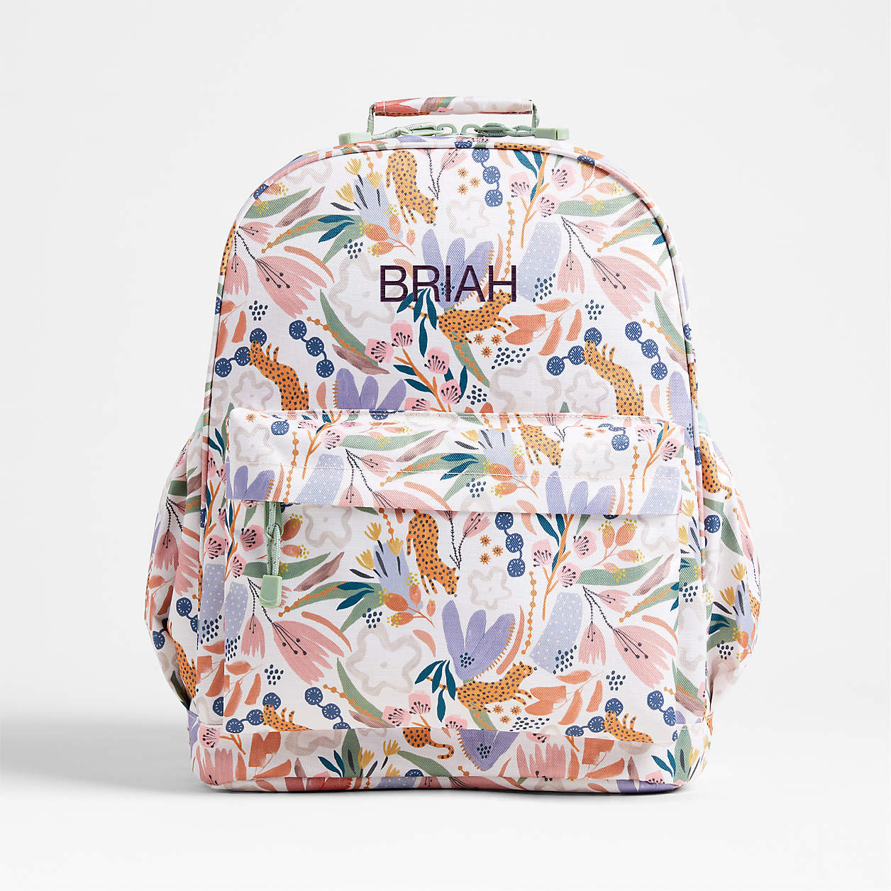 Leopard Floral Large Kids Backpack with Side Pockets | Crate & Kids | Crate & Barrel
