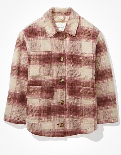 AE Oversized Plaid Button Up Jacket | American Eagle Outfitters (US & CA)