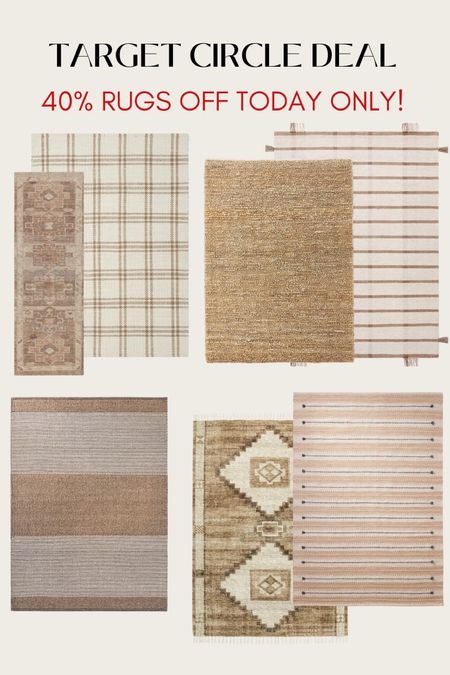 40% off of popular target home rugs! Including some studio McGee options! Jute rug, entry rug, neutral rug, plaid rug, striped rug, brown rug 

#LTKhome #LTKxTarget