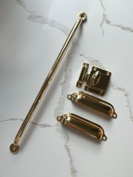 New unlacquered brass cabinet hardware just arrived for the mudroom! We have the same in our kitchen and laundry room, and I love the simplicity of it. The quality is excellent 😊 The pull is 12” and went with the larger sized latch  

#LTKfindsunder50 #LTKhome #LTKstyletip
