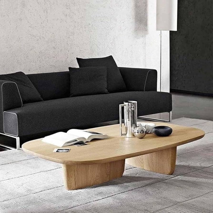 Oval Solid Wood Coffee Table, with 2 Legs Side Table End Table, Modern Simple Sofa Side Table, fo... | Amazon (US)