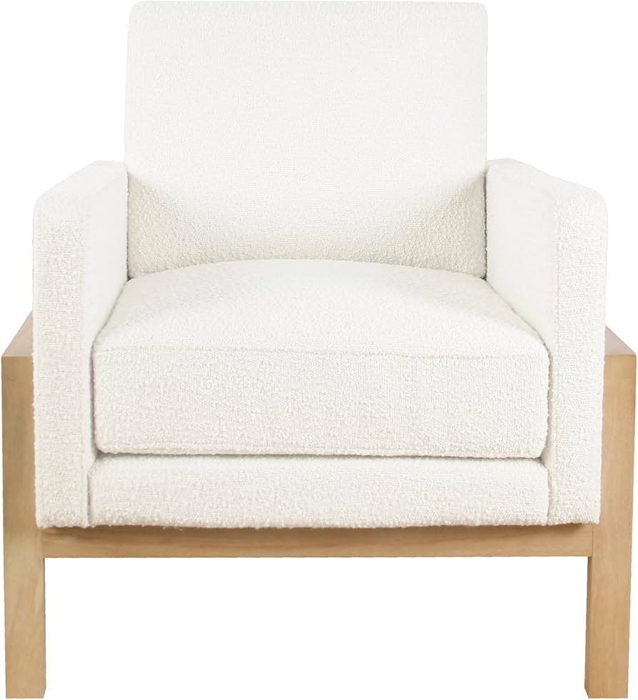 Wood Frame Accent Chair |Accent Chairs for Living Room & Bedroom - Cream Boucle | Amazon (US)