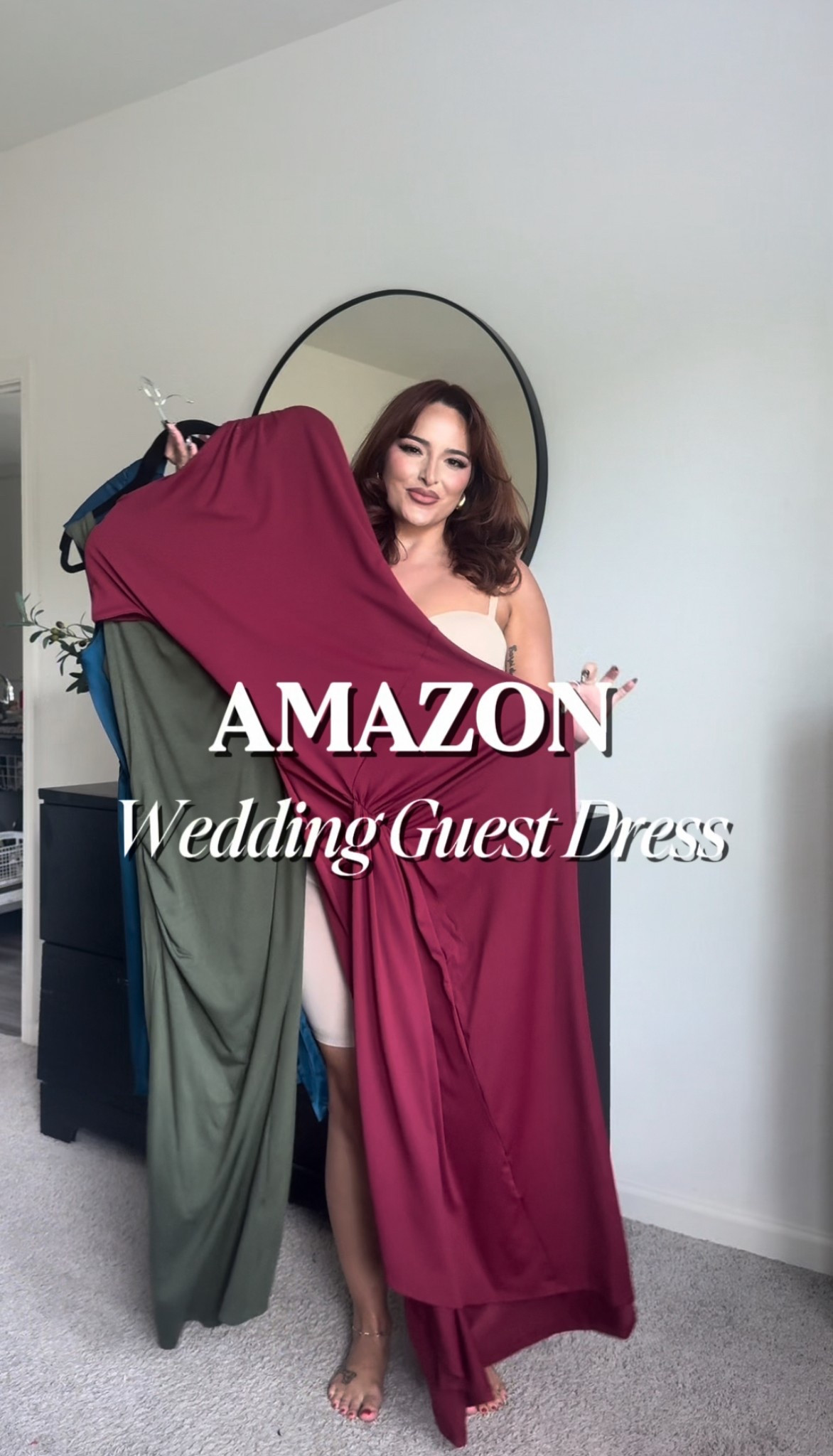 Fall wedding guest dress | special event dress |

1st dress: XL 
2nd dress: XL color army green 
3rd dress: XL color dark blue 
Shapewear: XL has high compression! 

#LTKMidsize #LTKWedding #LTKFindsUnder100