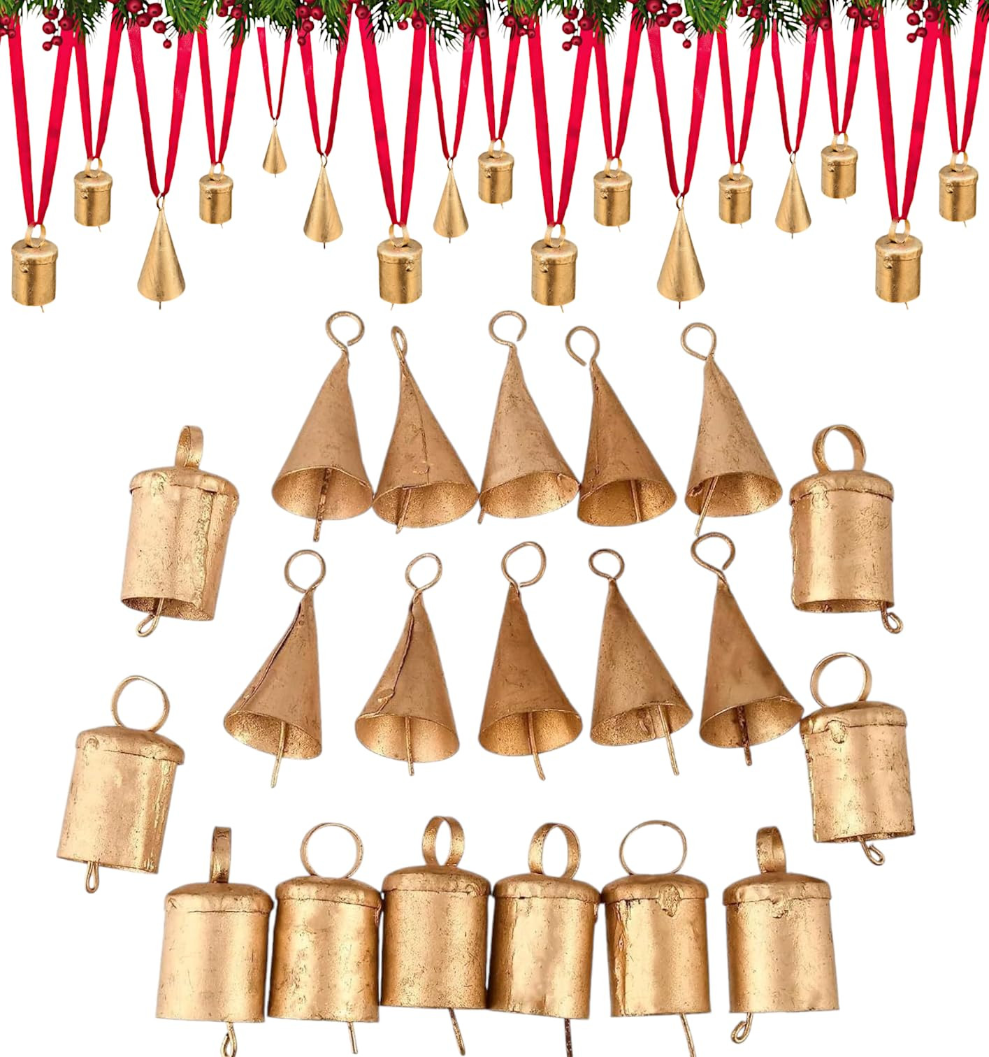 Set of 20 Vintage Indian Tin Bells - Rustic Chime, Jingle, Witch & Cow Bells - Christmas Tree Cra... | Amazon (CA)