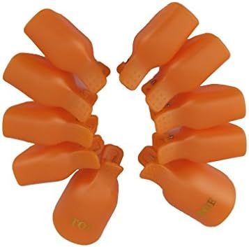 yueton Pack of 10 Reusable Toenail Nail Art Soak Off Cap Clip UV Gel Polish Remover Tool (Orange) | Amazon (US)