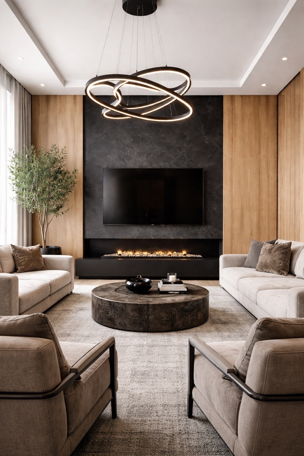 A sleek living room with warm wood tones, sculptural lighting, and an elegant modern luxe feel.

#livingroomideas #luxurylivingroom #modernlivingroom #livingroomdecor #elegantinteriors #modernluxury #interiordesign #homedecor #neutralhome #statementlighting #fireplacedesign #designerhome #highendinteriors #livingroominspo #homeinspo #designinspo #wayfairhome #ltkhome #ltkdecor #ltkdesign #ltkfinds #ltkit #shopthelook #pinteresthome #luxuryinteriors #sophisticatedstyle #neutraldecor #modernhome #cozyhome #decorinspo
