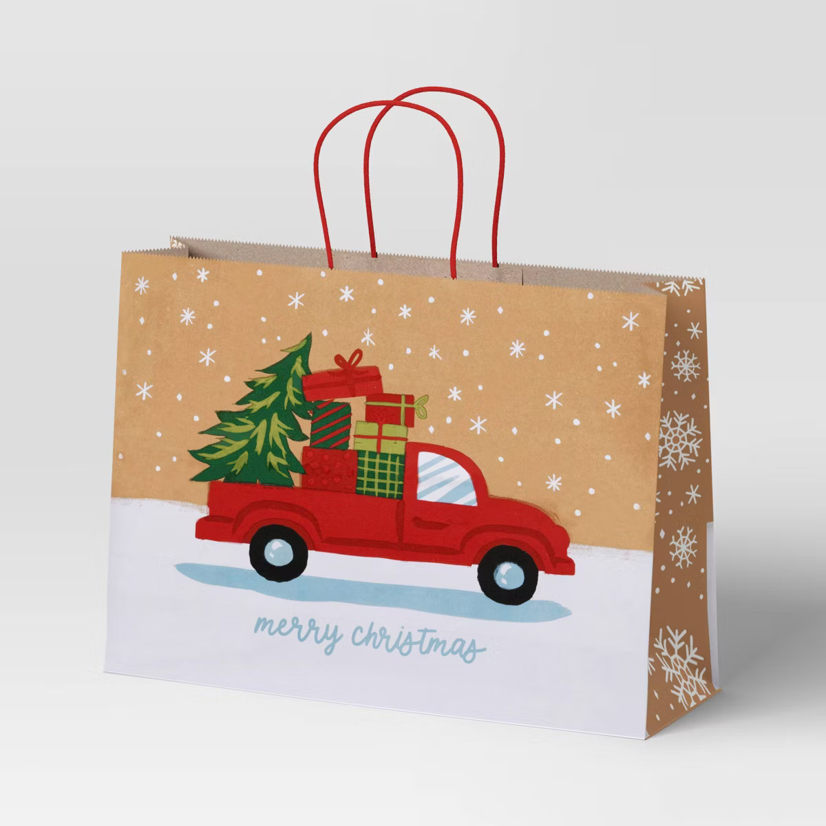 'Merry Christmas' Truck with Tree and Presents Extra-Large Vogue Christmas Gift Bag Brown - Wonde... | Target