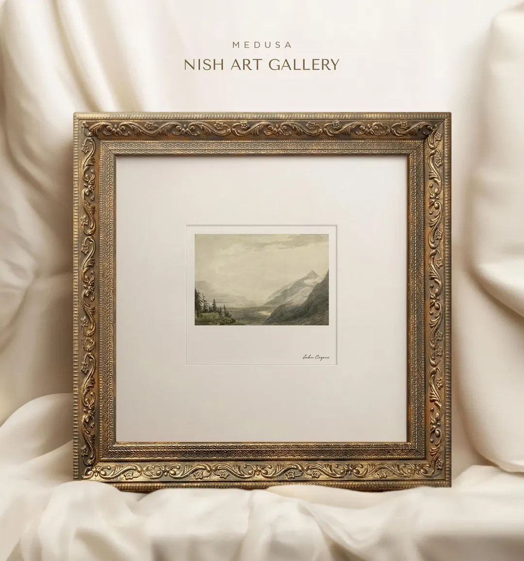 Gold Framed Matted Art Print, Landscape Oil Painting Print, Square Gold Frame, Matte Frame, Trans... | Etsy (US)