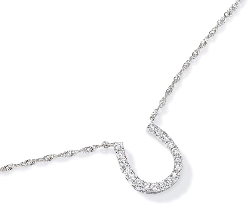 JTV Cubic Zirconia Rhodium Over Sterling Silver Horseshoe Necklace - Silver Necklace for Women - ... | Amazon (US)