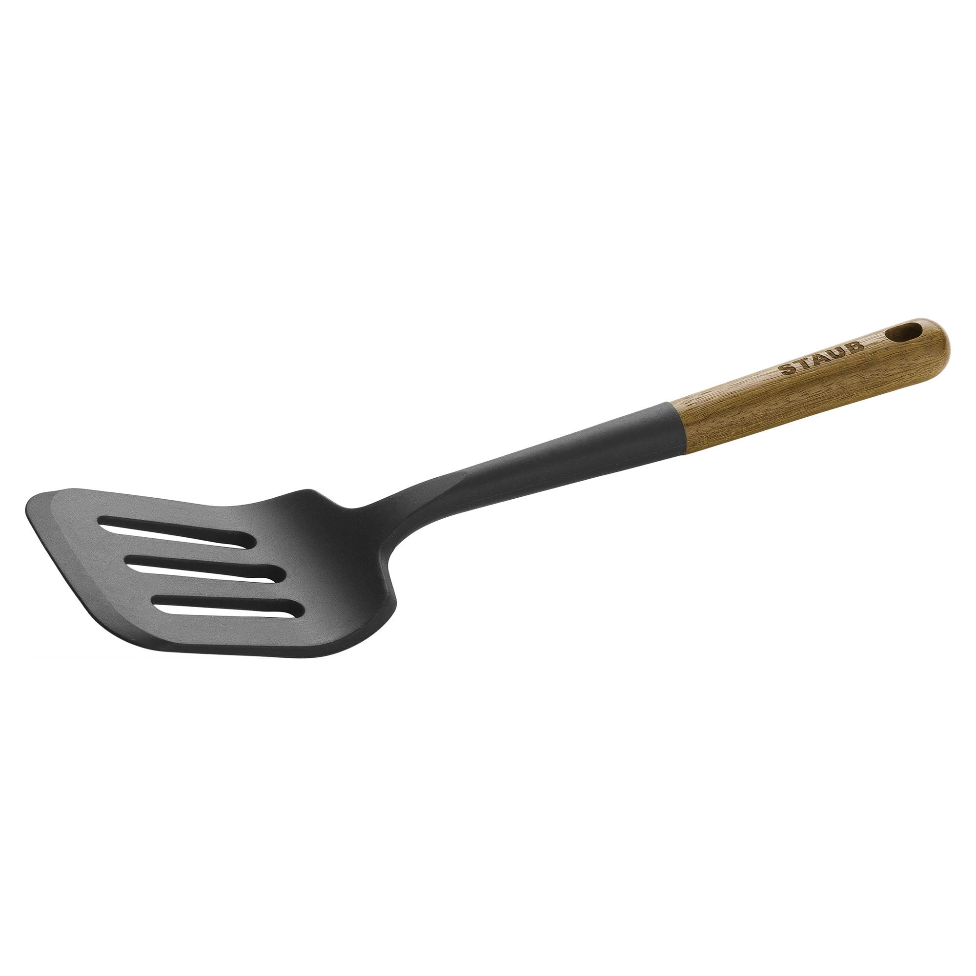 STAUB Silicone Spatula Turner, Perfectly Angled for Lifting Pancakes, Sandwiches and Picking up Veggies Durable BPA-Free Matte Black Silicone, Acacia Wood Handles, Safe for Nonstick Cooking Surfaces | Amazon (US)