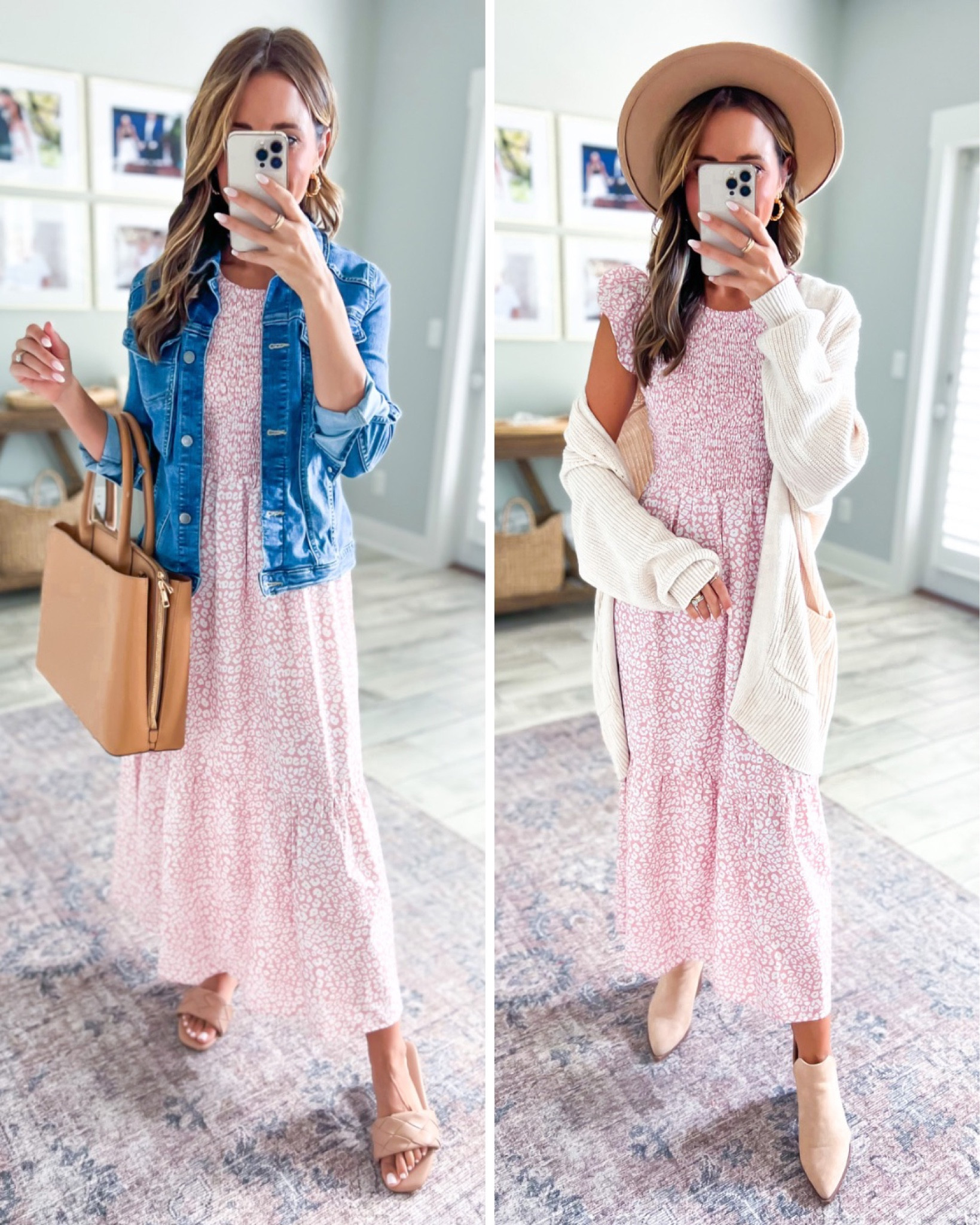 Summer Pink Dress With Denim Jacket Pink Maxi Dress Pink Dress
