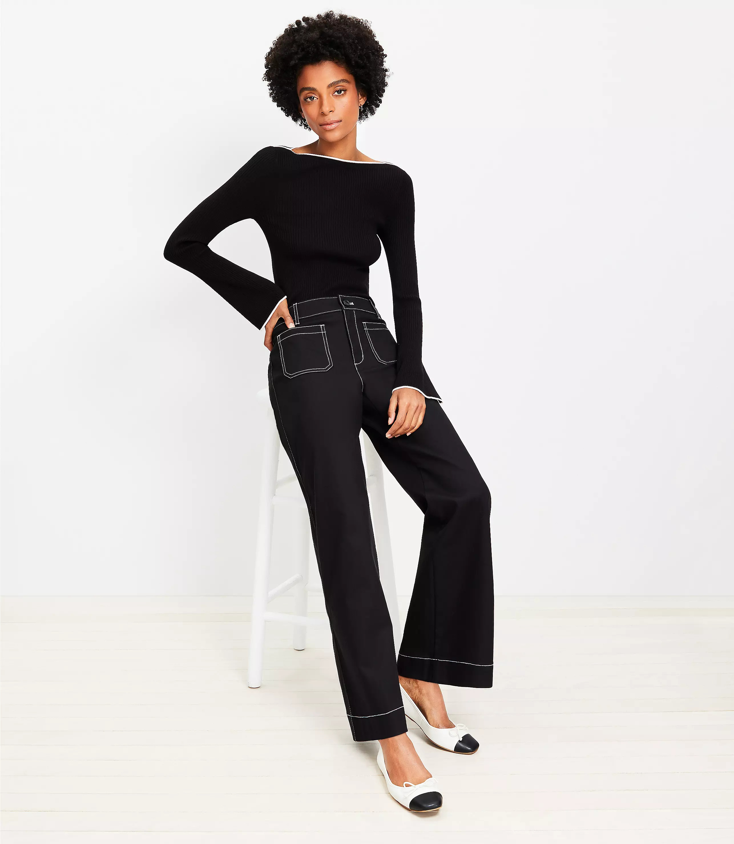 Palmer Wide Leg Crop Pants in Pique | LOFT